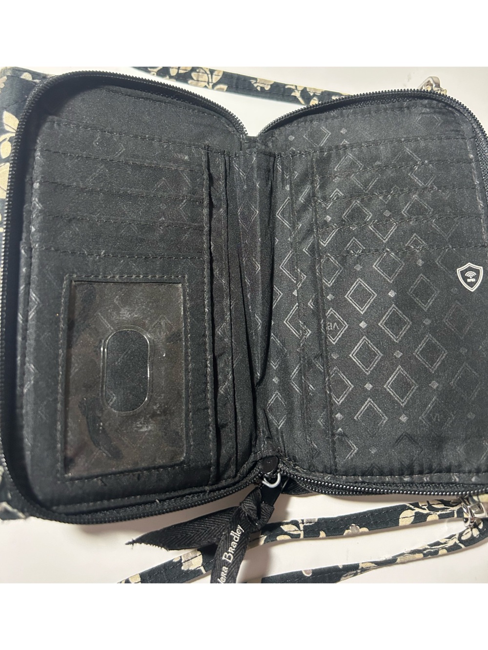 Vera Bradley Black and Cream Floral Crossbody Bag - Picture 5 of 5